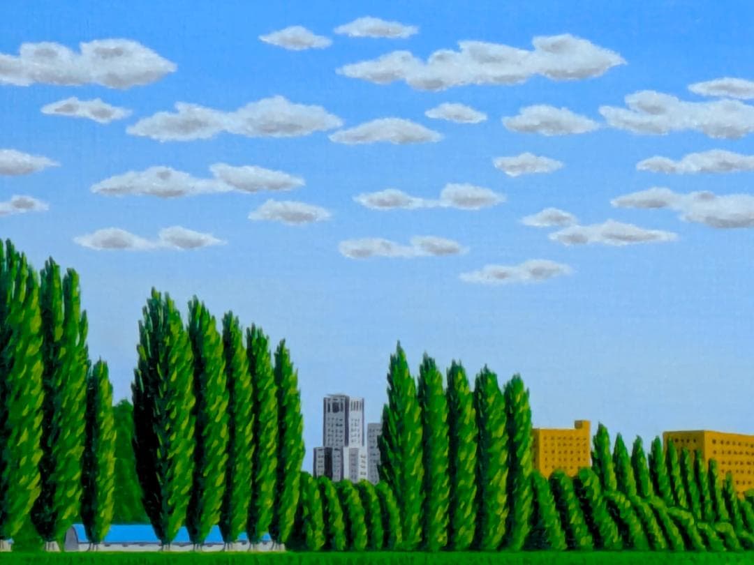 ★北海道大学ポプラ並木・肉筆油彩画・F6キャンバス