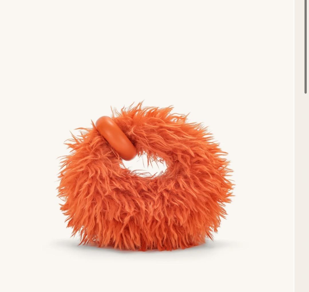 新品未使用 Abacus フェイクファー ミニトップハンドルバッグ - オレンジ