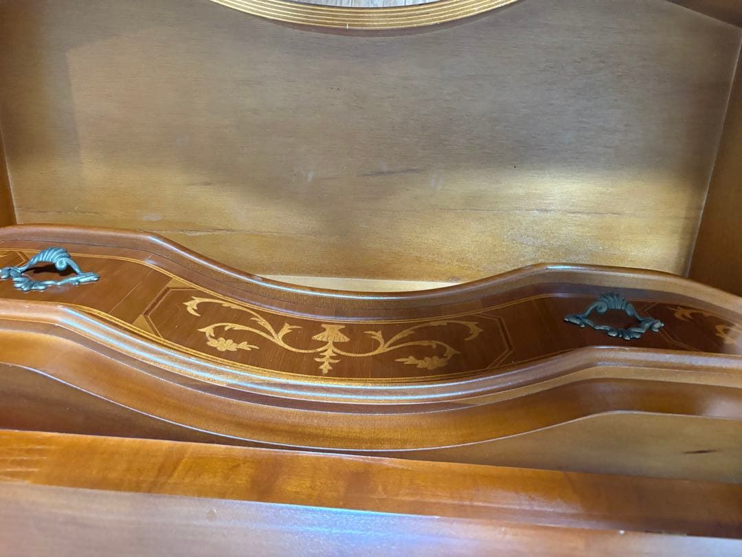 アンティーク イタリア ライディングビューロー 鍵付き 猫脚 象嵌 店舗 什器