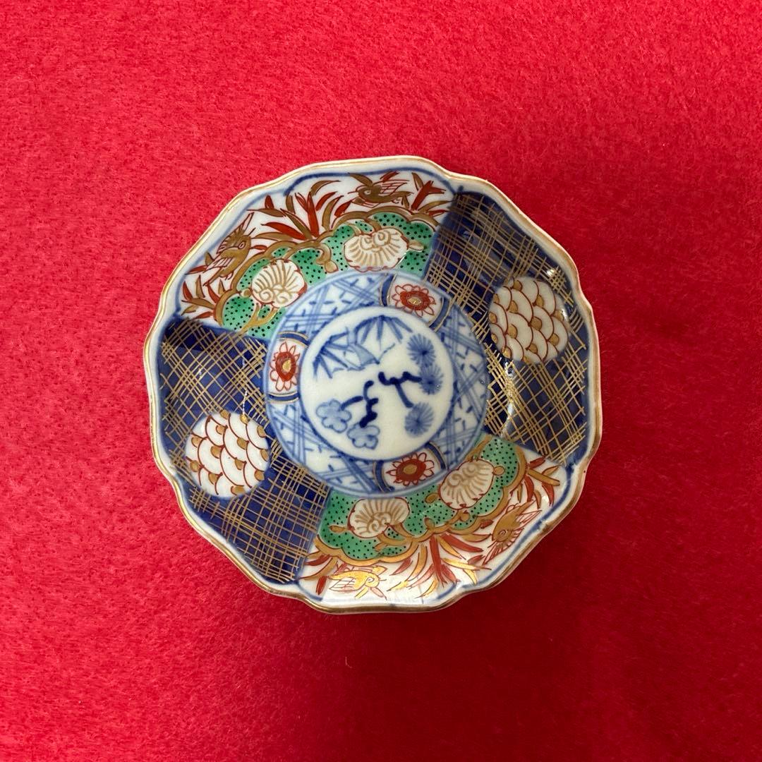 古伊万里　金彩　菊型　豆皿　小皿 5客