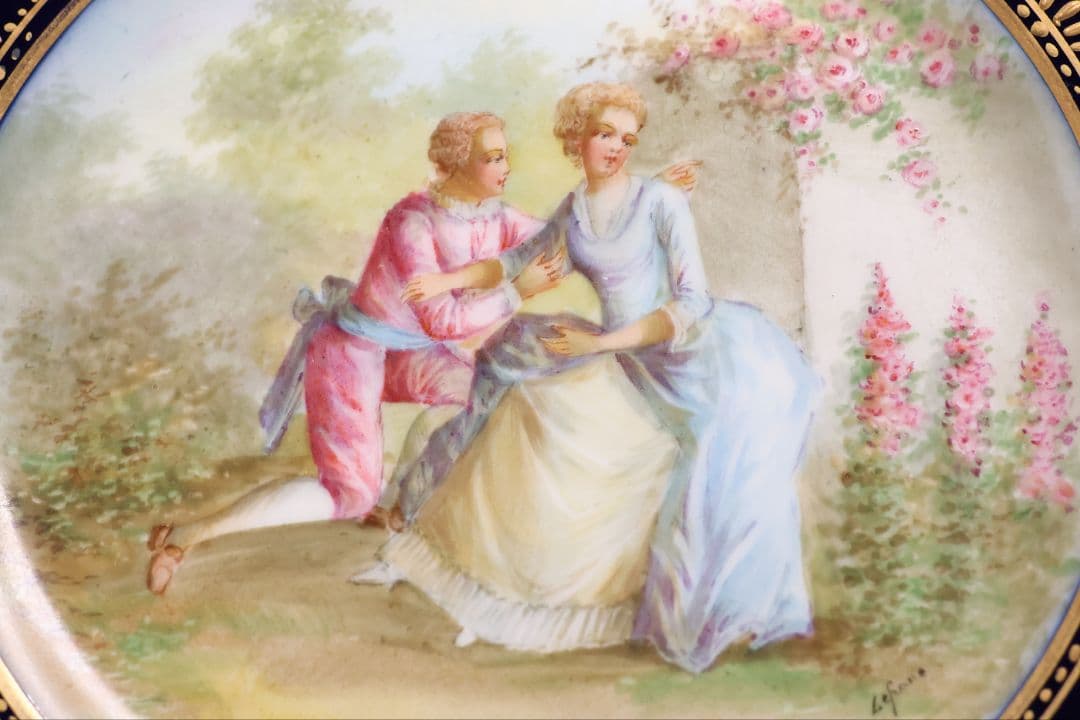 【CM325】セーブル フランス リモージュ コンポティエ 絵皿 人物 陶磁器