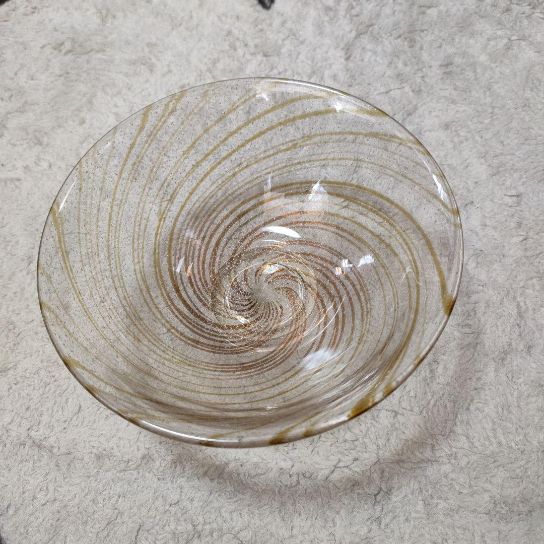 〈未使用〉山下璃風　義山　忘草　茶器　ガラス工芸　抹茶茶碗　茶盌　茶わん　茶道具