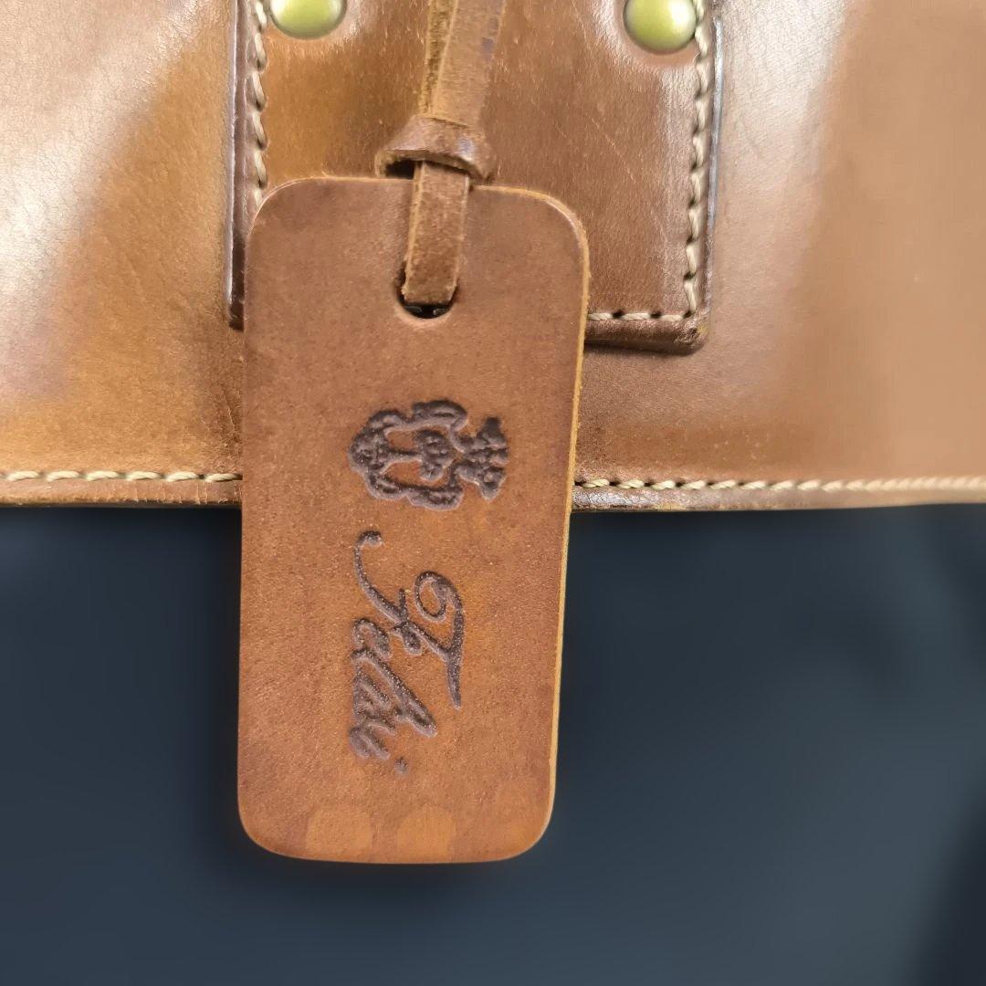 ✨極美品✨ フェリージ ブリーフケース ナイロン レザー 紺茶 B4可 1845