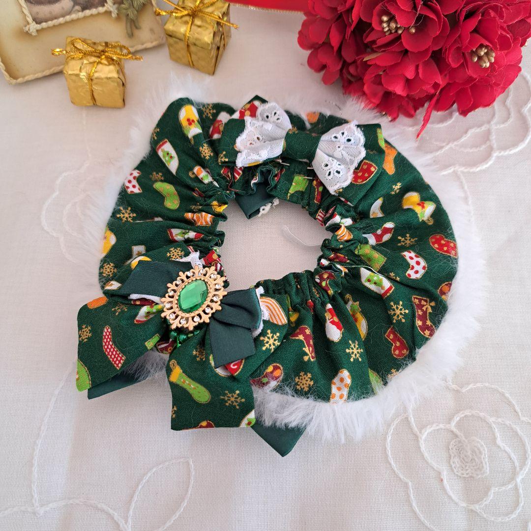 クリスマス幅広ファーシュシュ(靴下)わんちゃん猫ちゃん用