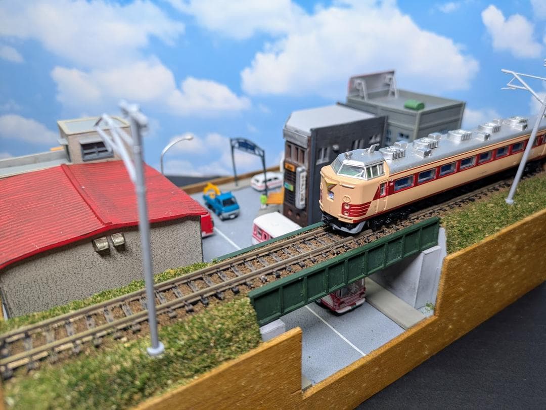 Nゲージ 鉄道模型展示台 昭和の一角