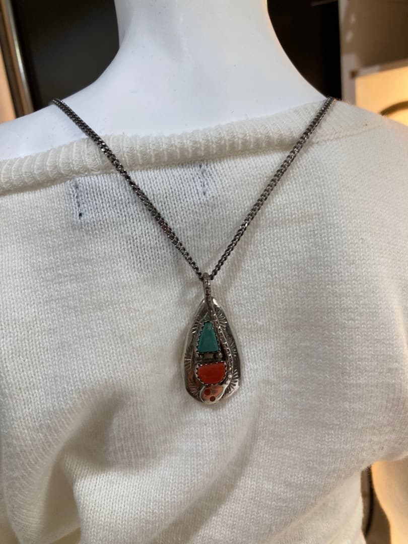 ミズ 刻印 ズニ族 ターコイズ SILVER ペンダント