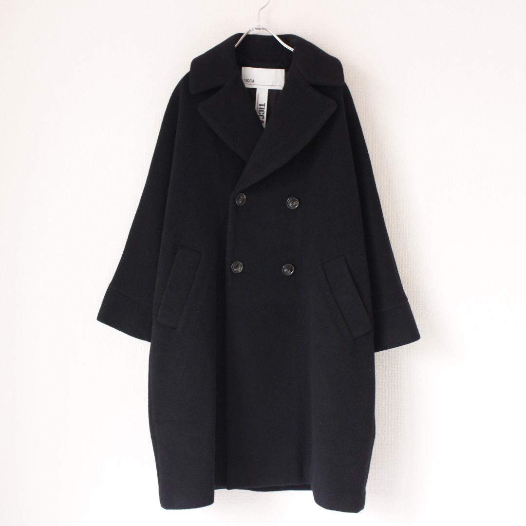 TICCA テントコート Fサイズ ブラック ウール ダブルボタン