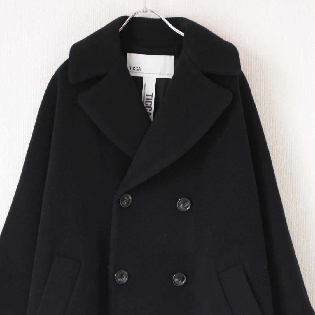 TICCA テントコート Fサイズ ブラック ウール ダブルボタン