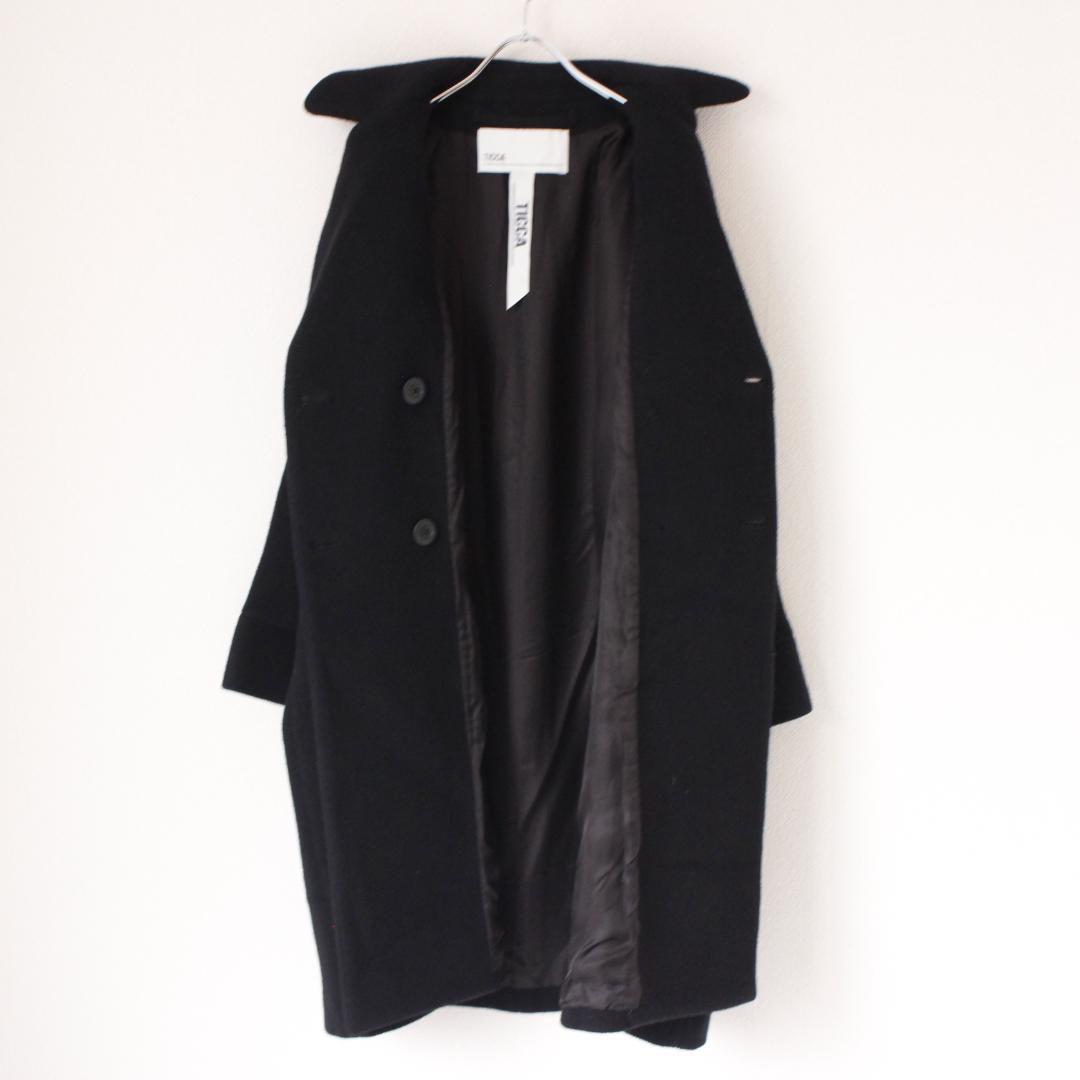 TICCA テントコート Fサイズ ブラック ウール ダブルボタン