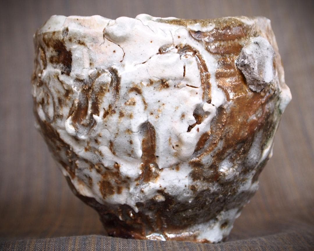 希少作★加藤委★川小牧引っ掻き茶碗★共箱＆陶Vol.85　加藤委