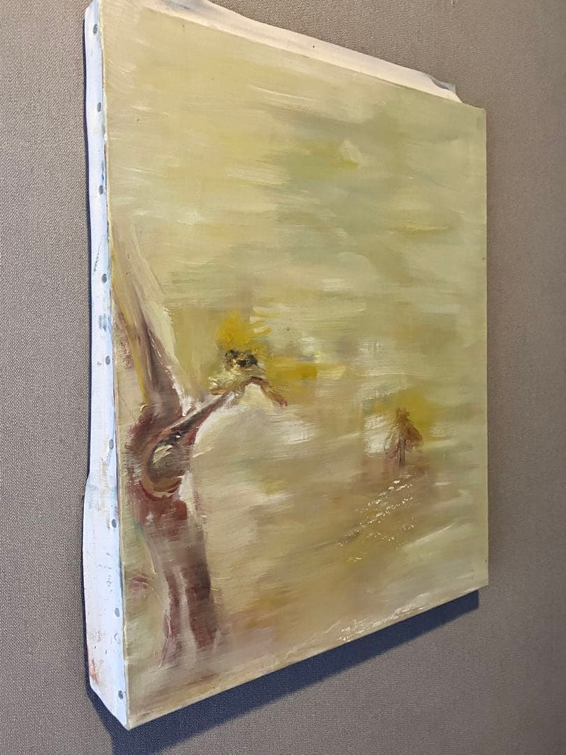 抽象画『老木にとまる小鳥と稾ぼっち』