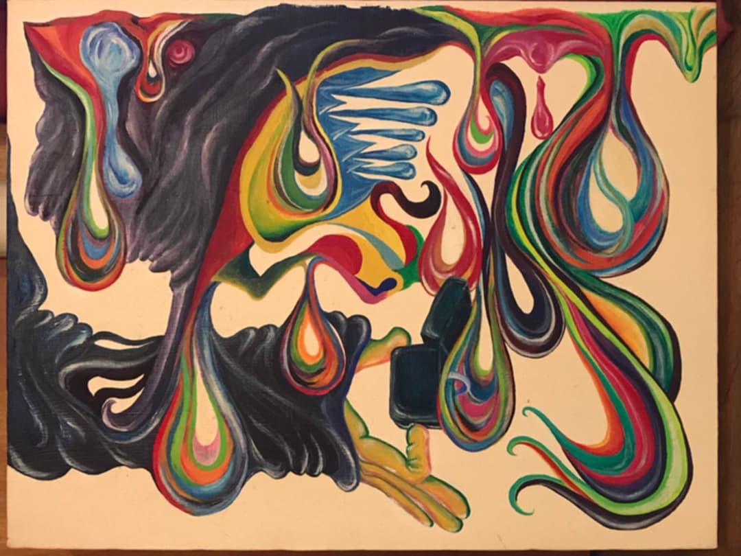 別れの雨　トリックアート　上下　カラフル　（アクリル絵の具）　送料無料