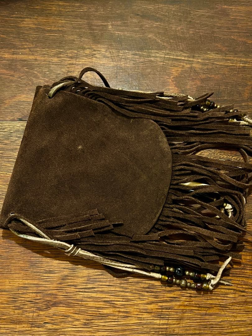 9日23時まで値下げ　一点物　スウェード　フリンジ　メディスンバッグ