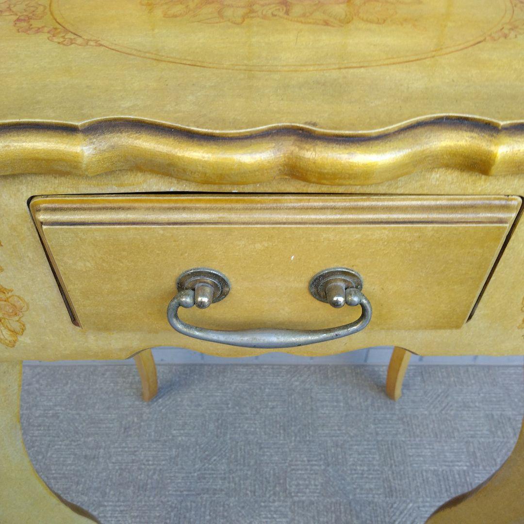 ハンドメイド　トールペイント　猫脚コーヒーテーブル　アンティーク調