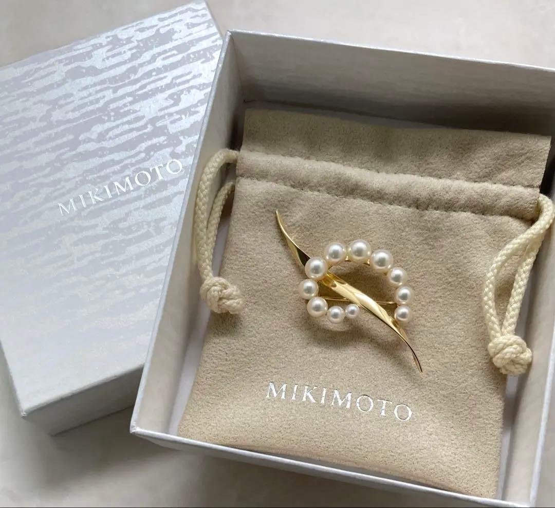 【極美品】ミキモト パール ブローチ K18YG 現行品 ポーチ・外箱 愛子様
