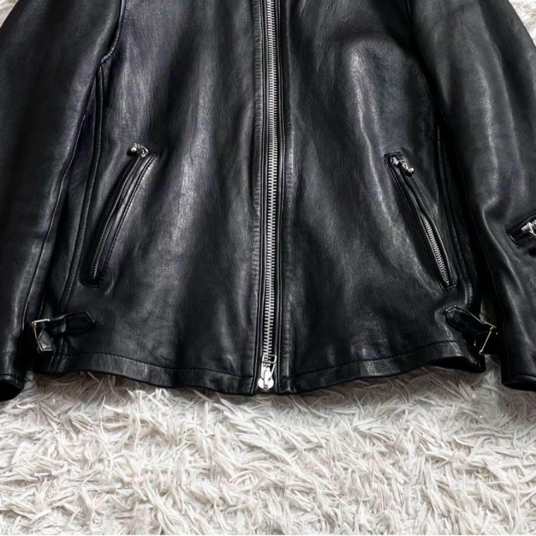 ミスターオリーブ シングルライダースジャケット ソフトレザー 羊革 ブラック M