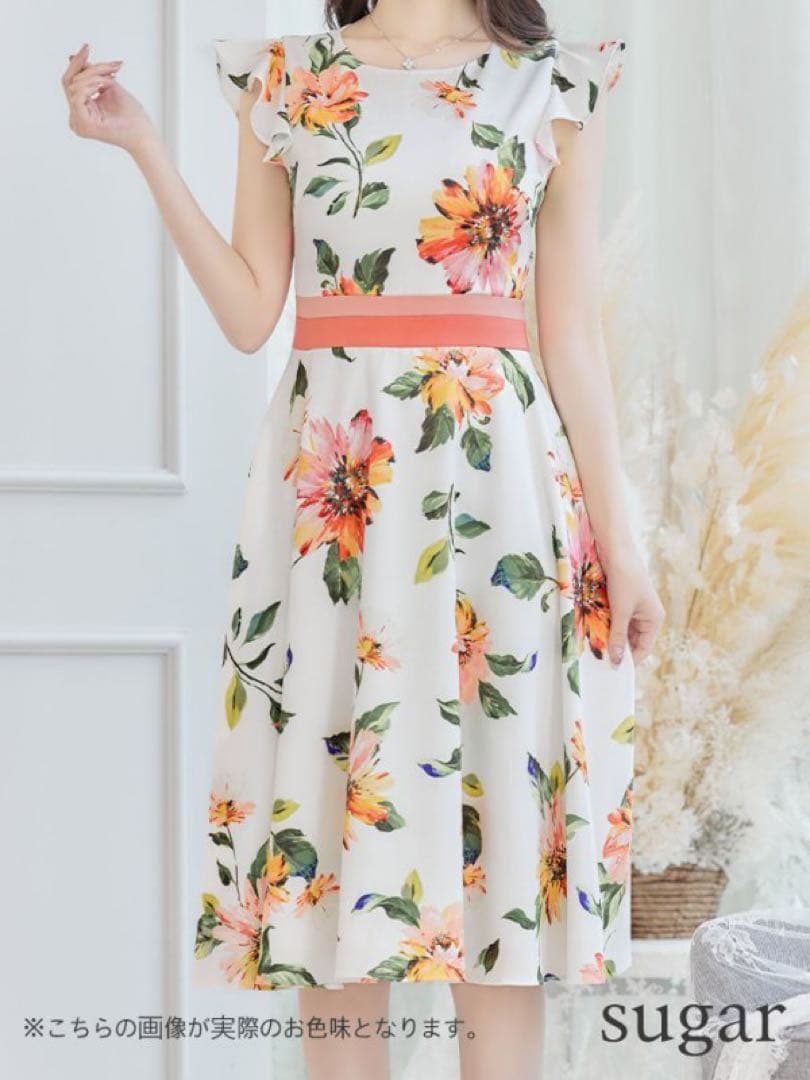 ginza couture 花柄　フレアドレス　0 XS エルケイ　セッタン