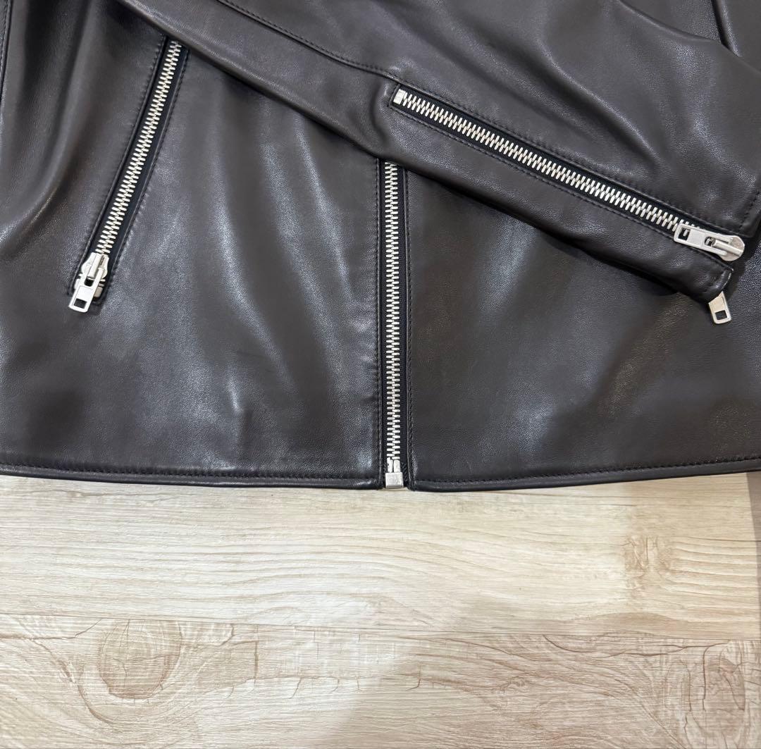 メゾンマルジェラ　八の字ライダースジャケット　5zip レザーライダース　46