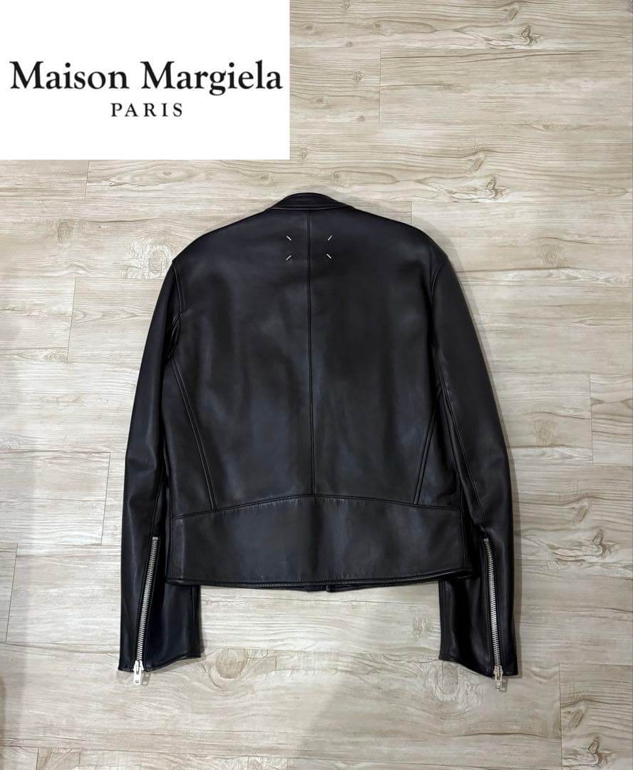 メゾンマルジェラ　八の字ライダースジャケット　5zip レザーライダース　46