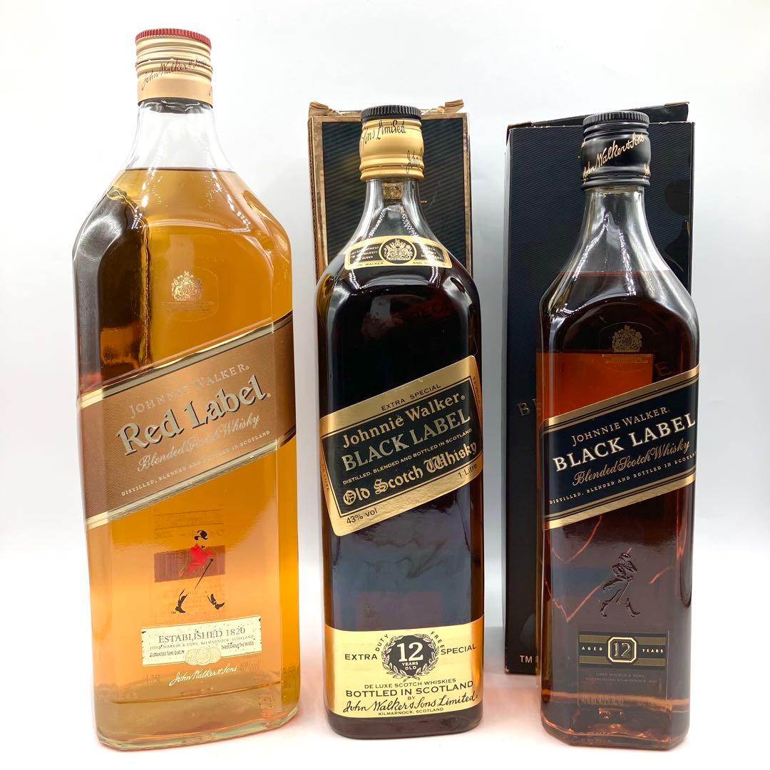 未開栓 ジョニーウォーカー 3本 レッド ブラック ラベル ウイスキー