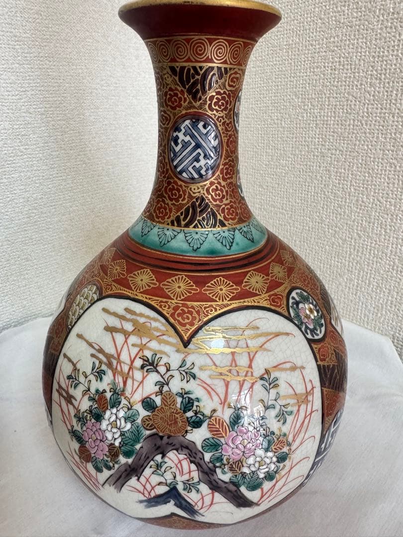 九谷庄三　木米　九谷焼花瓶　アンティーク