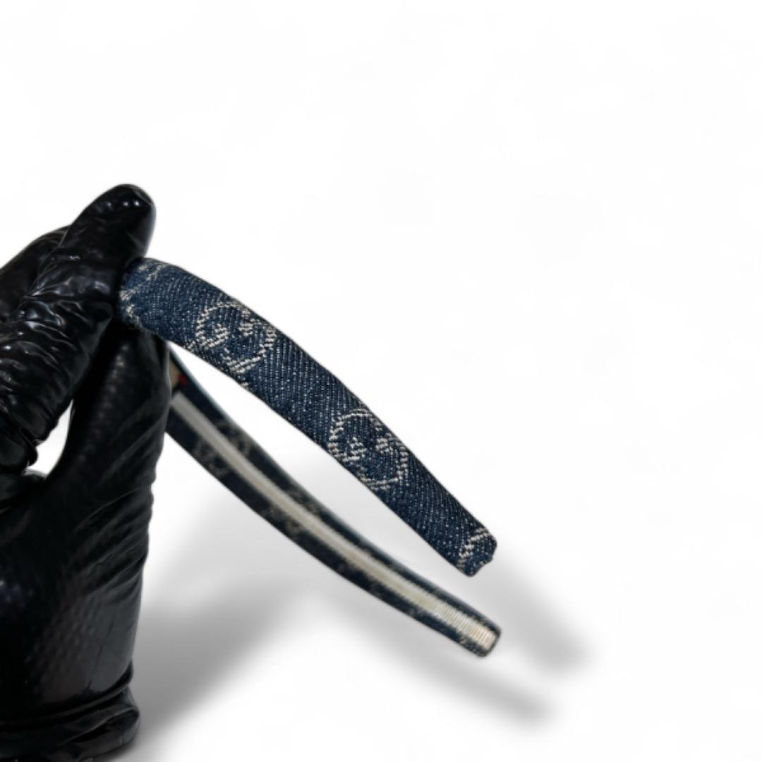 グッチ エコ ウォッシュ ド デニム ヘアバンド カチューシャ チャーム