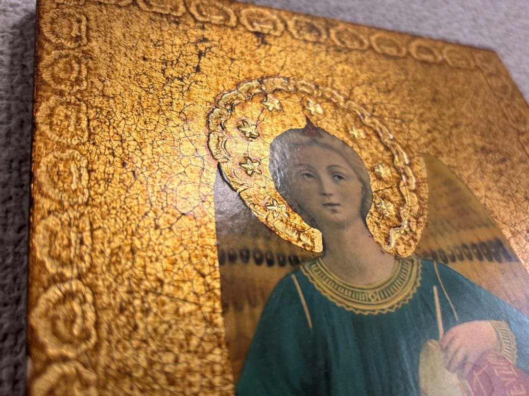 【30cm】 3枚セット ヴィンテージ イコン画 イタリア 木製画 宗教画 板画