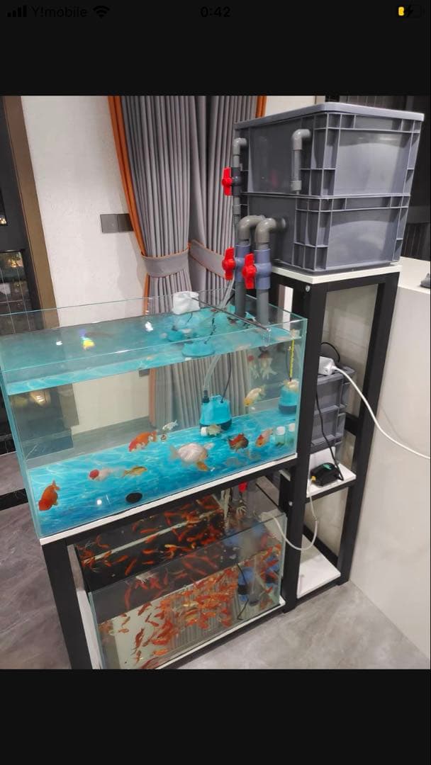 ポンプ1段階ろ材満タン付き三段式万能濾過装置池大型水槽濾過層 フィルター送料込み