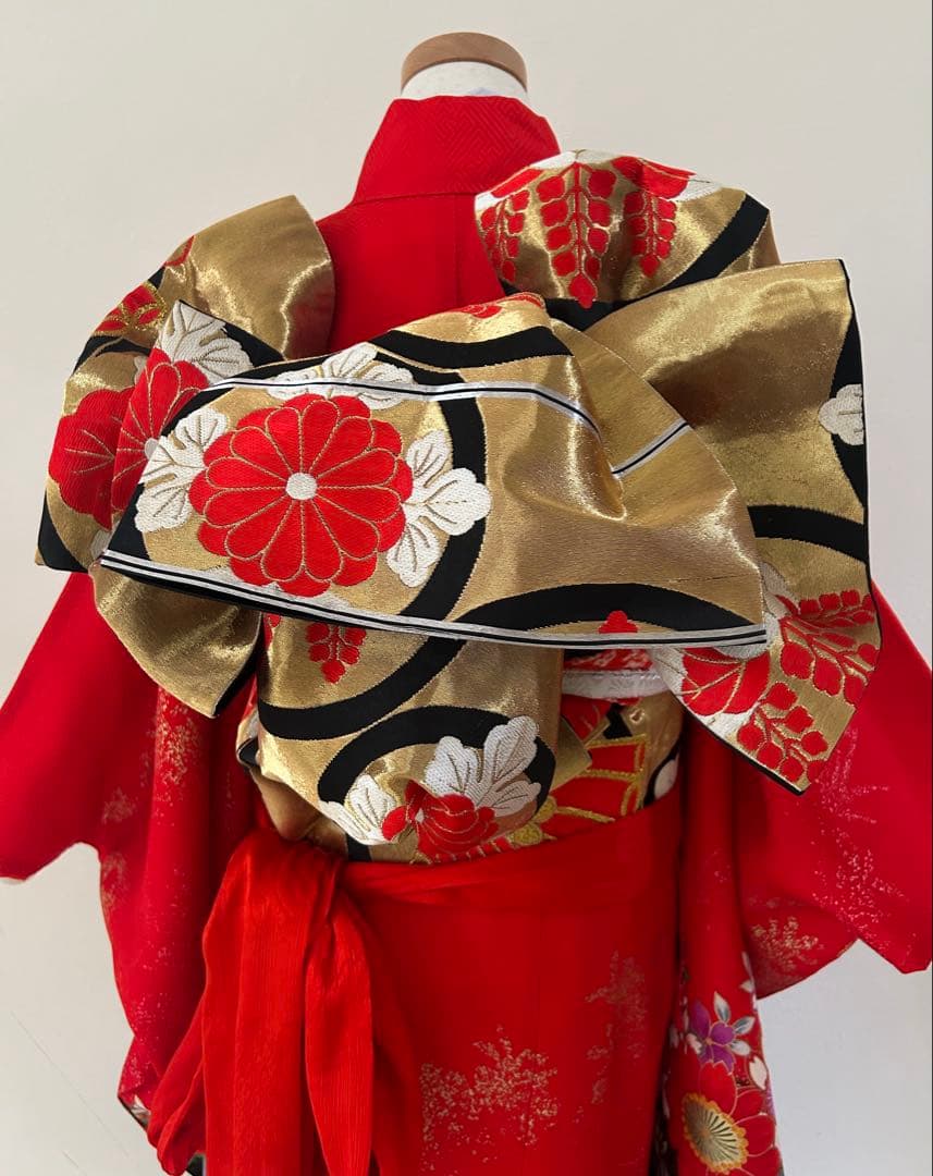 7歳　七五三　正絹着物　古典柄　帯　帯揚げ　帯締め　しごきセット