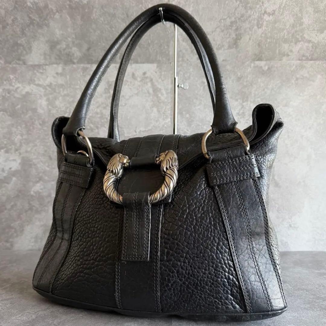 ⭐️ブルガリ⭐️レオーニ ハンドバッグ ライオン金具 ブラック