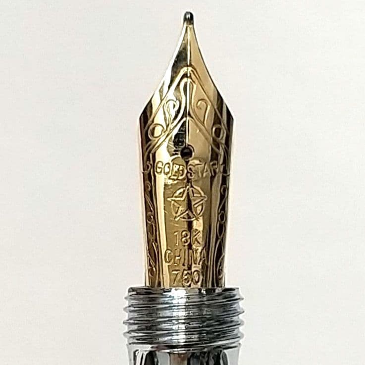 金星 GOLD STAR 万年筆 18K 750 ネズミ ゴールド グレー