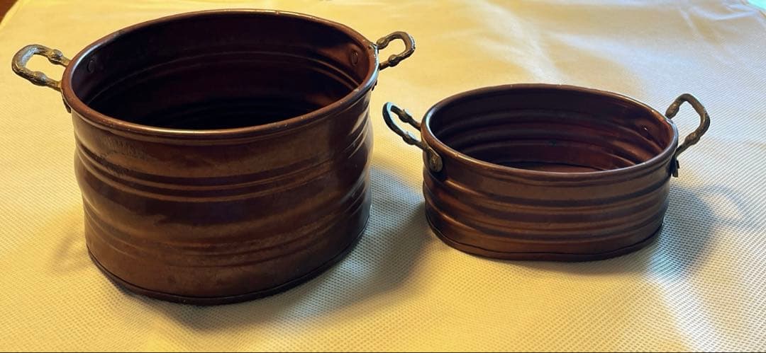 アンティーク小物入れ鉢カバー 銅製大小2点セット