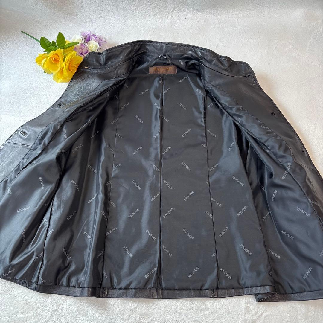 極美品✨BALMAN バルマン レザージャケット ブルゾン ラムレザー 17号