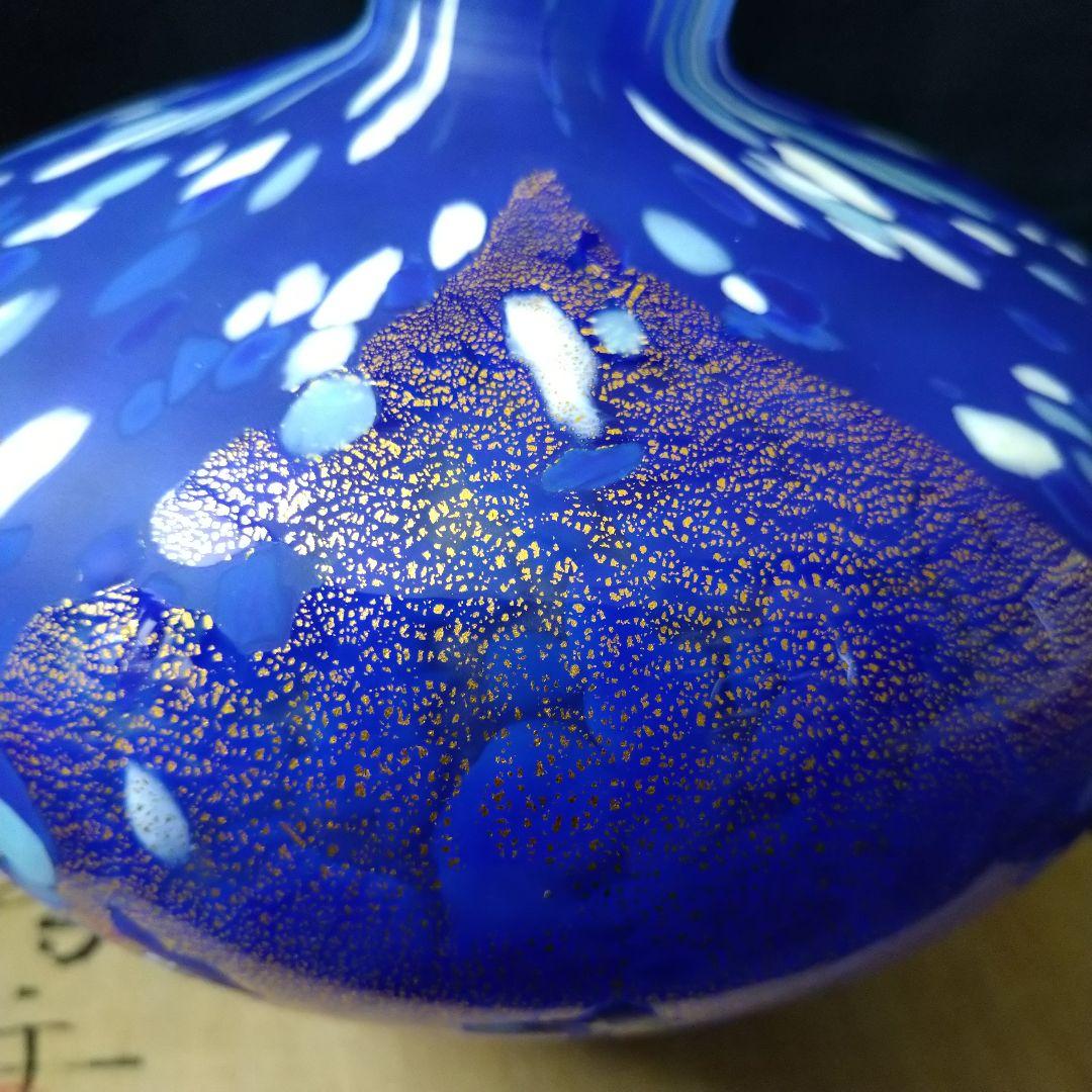 ✤文化勲章受章作家・藤田喬平作✤手吹『金彩花瓶』＊共箱入り