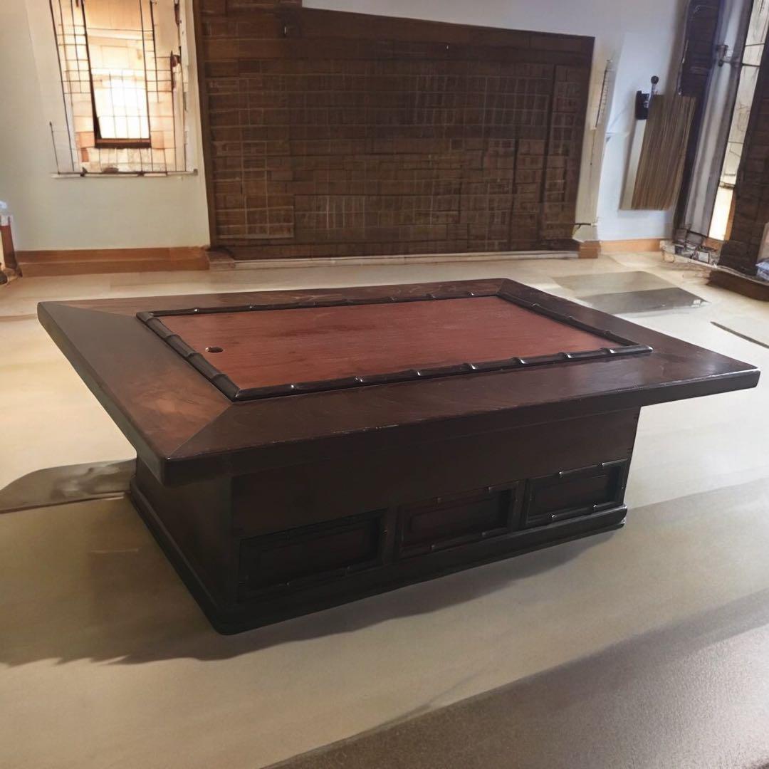希少レア❀火鉢 卓上 テーブル ちゃぶ台 机 木製 銅板 民芸家具 五徳 天然木