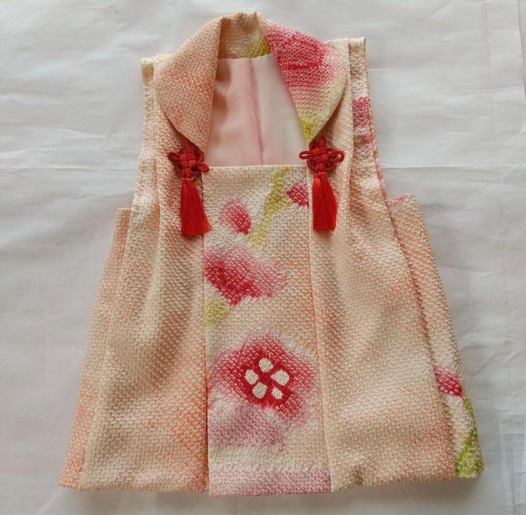 正絹総絞り手縫いの被布(中綿なし）・新品草履