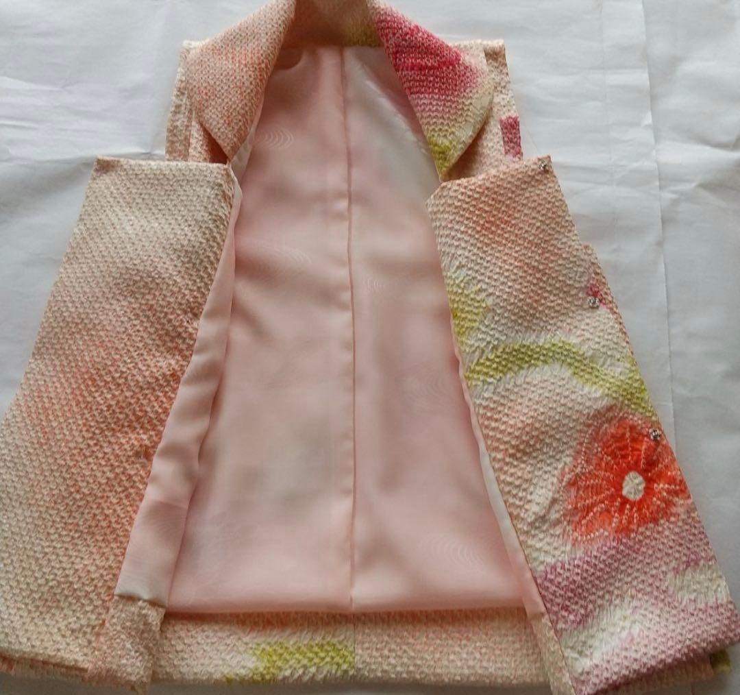 正絹総絞り手縫いの被布(中綿なし）・新品草履