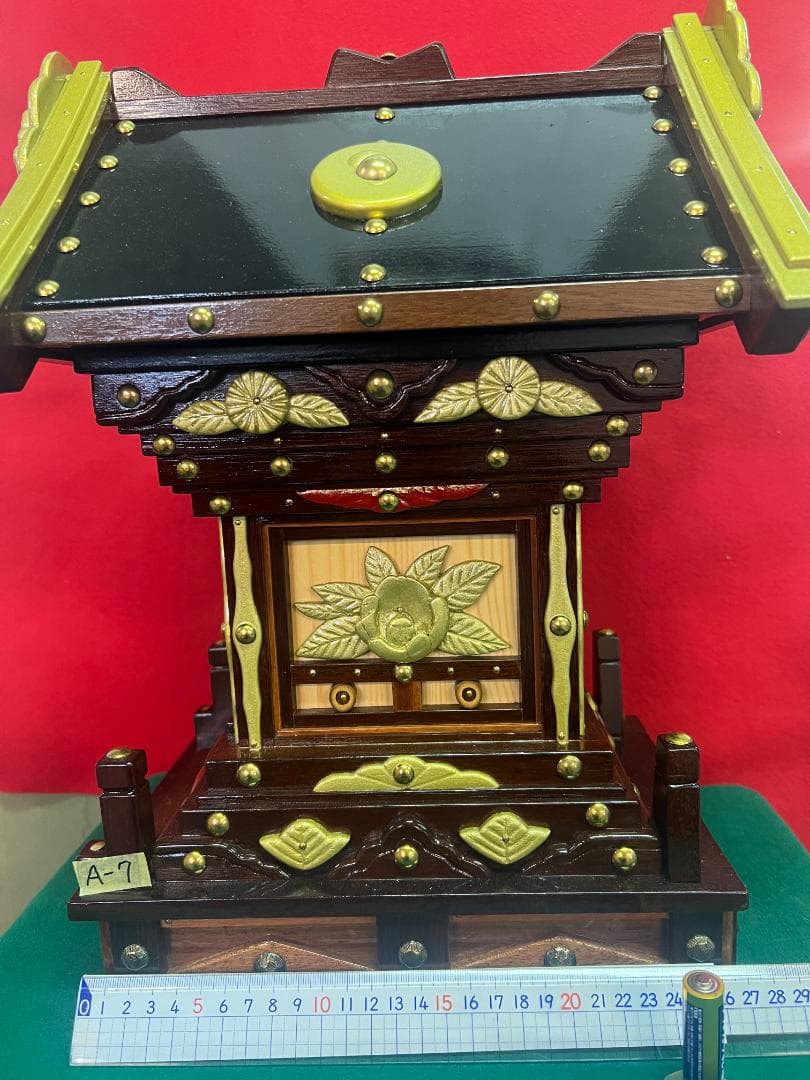 【独法師】A-7 手製山鉾　笠鉾　社殿　拝殿神具神棚　手造レア1点物