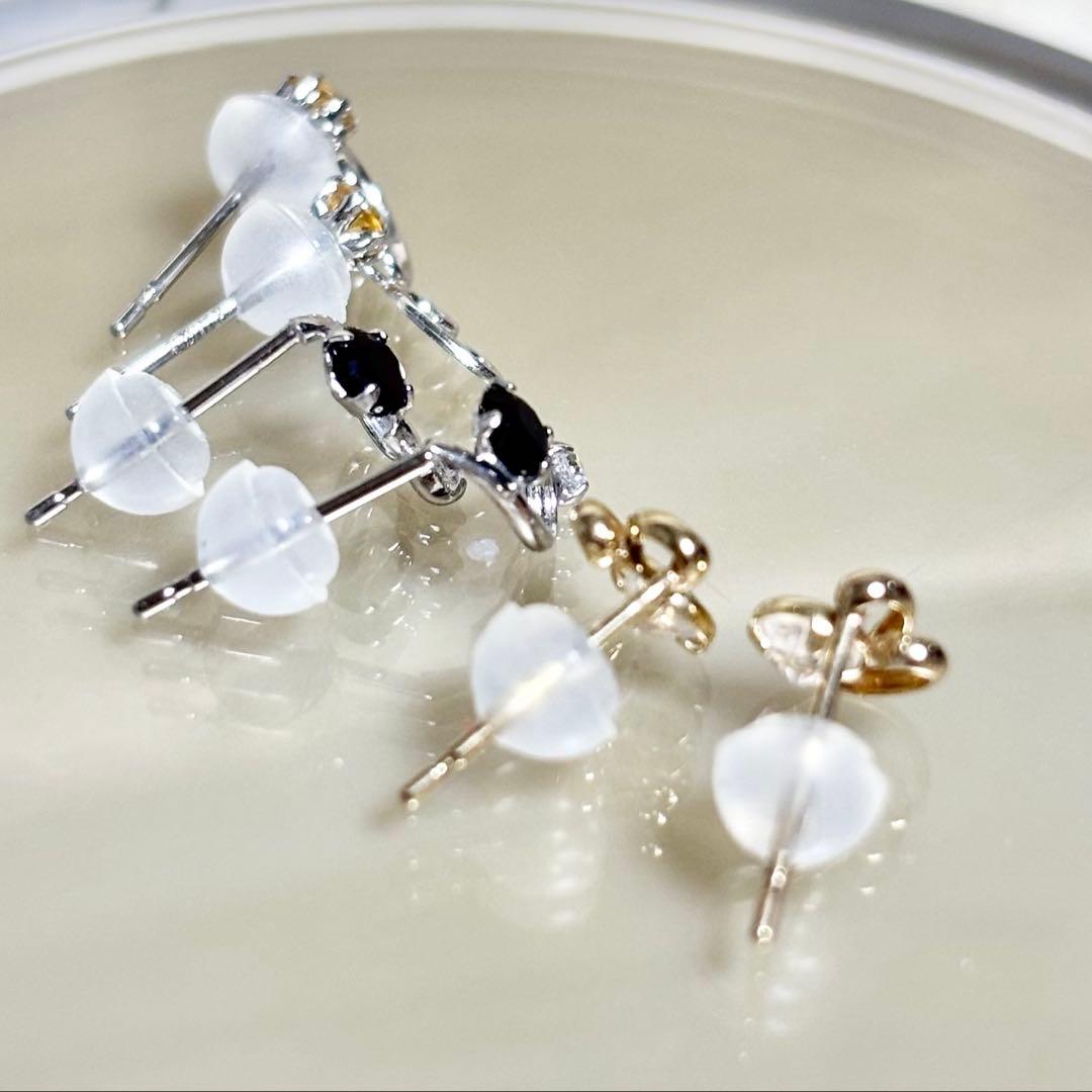 新品❣️k10 YG/WG キラキラなピアス 3点セット⑤