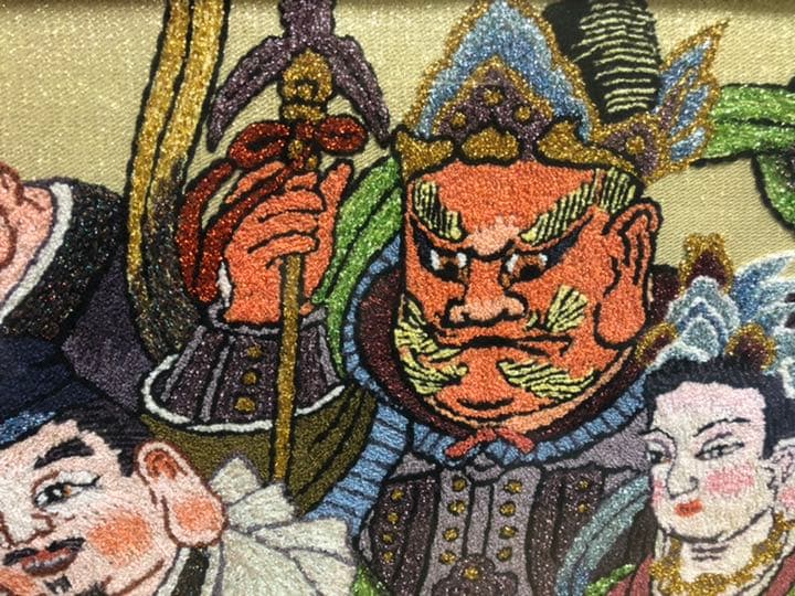 高級　開運七福神　刺繍額