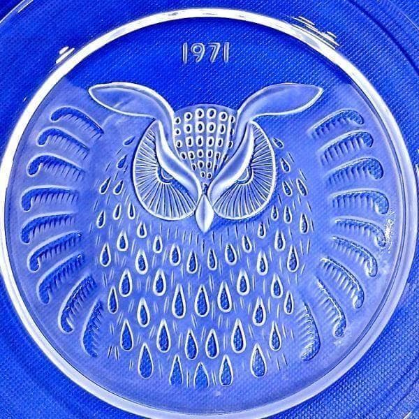 ラリック ふくろう 幸運を呼び込む鳥 イヤープレート 飾り皿 アンティーク