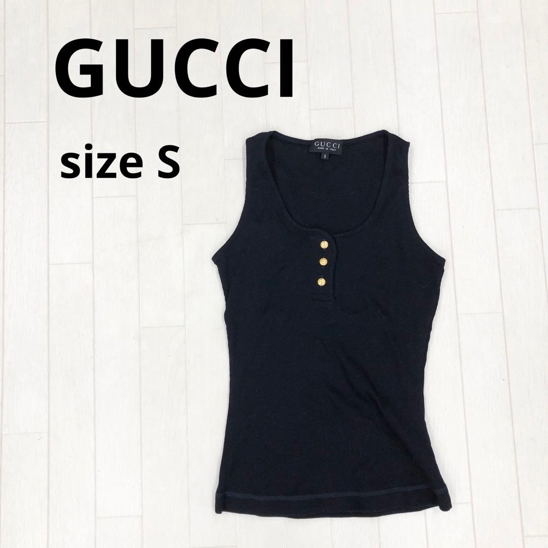ま2〓 GUCCI グッチ ノースリーブ レディース S ダークネイビー