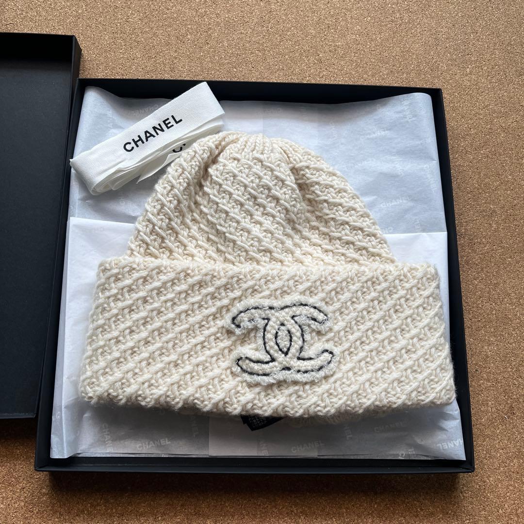 【新品】CHANEL アイボリー ニット帽