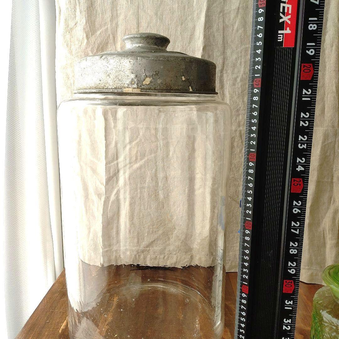アンティーク レトロ ガラス瓶 特大 古い 気泡 菓子瓶 飴屋瓶 和硝子