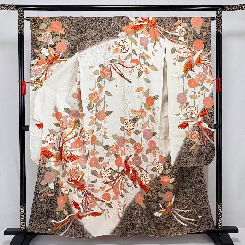 ゆりのはな　本振袖　京友禅金彩加工ボカシ　金駒刺繍　たたき染め　正絹　L702