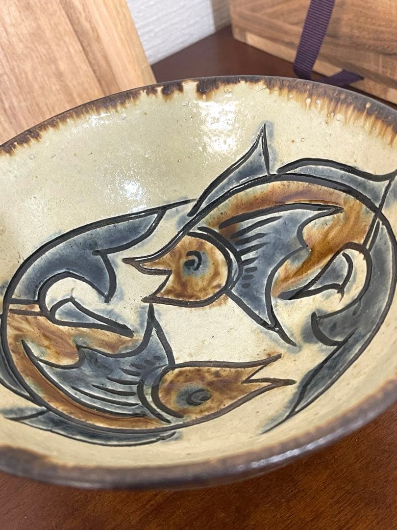 金城次郎 人間国宝 5寸マカイ 口径約15cm やちむん 壷屋焼 茶碗 共箱付