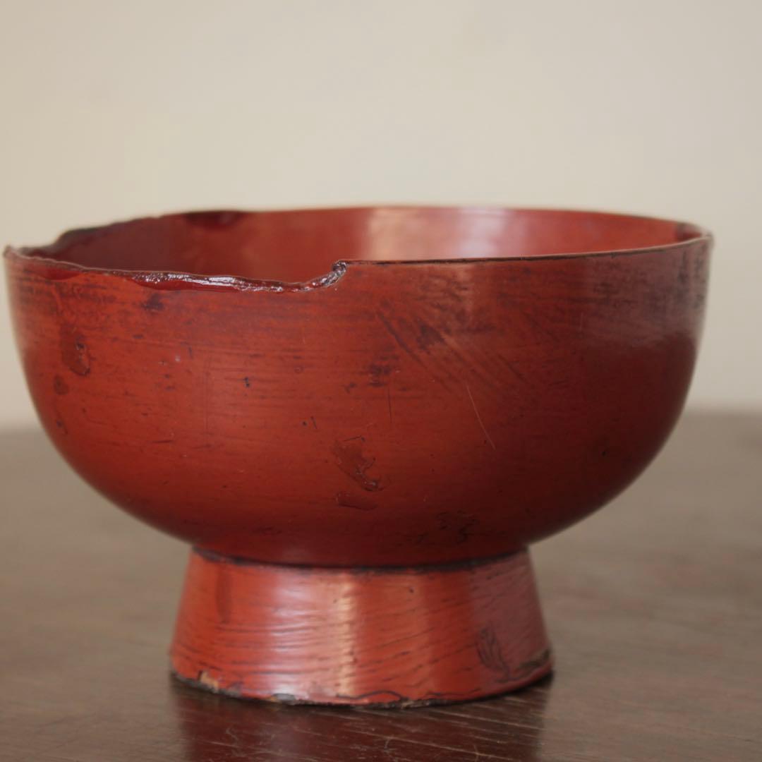 朱塗り 浄法寺塗 椀 古道具 アンティーク 古い 漆器 古い椀