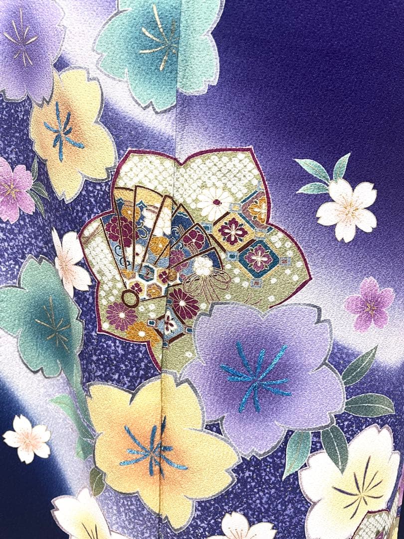 【美おり】振袖 正絹 振袖フルセット 7点セット 成人式 桜文様 くすみブルー