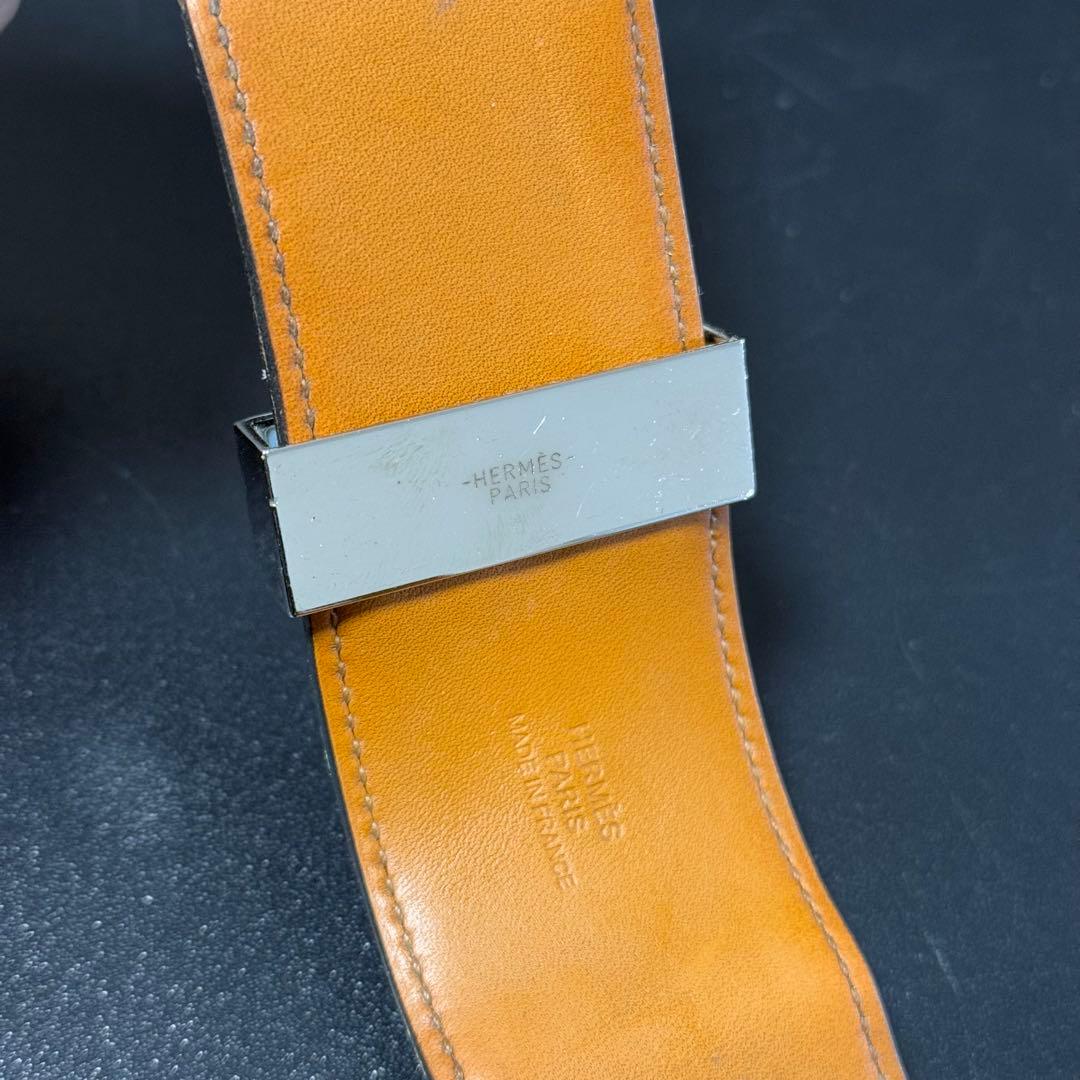 HERMES スタッズ付きレザーバングル ブラック