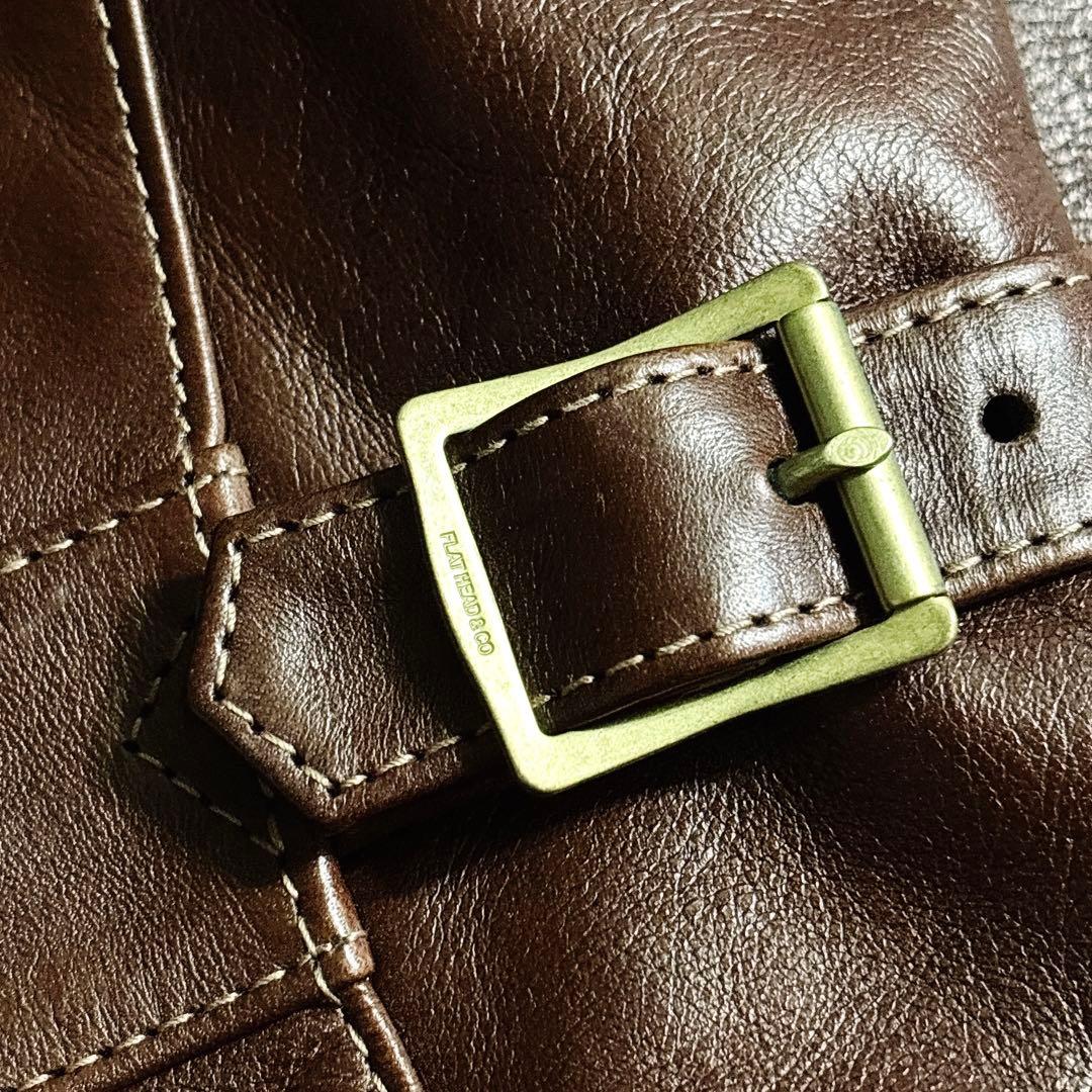 美品 フラットヘッド ホースハイド シングル ライダース レザージャケット 38